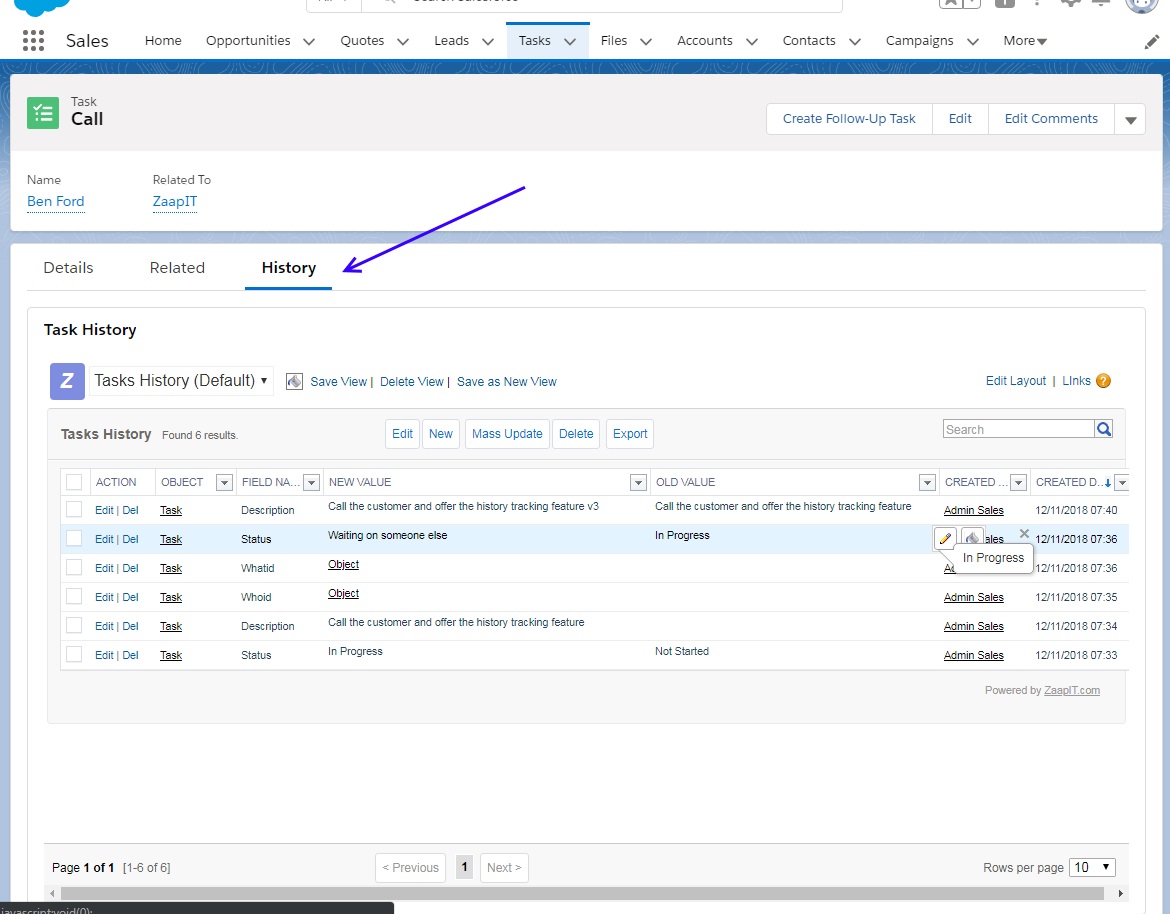 Field History Tracking for Tasks in Salesforce Data managment for