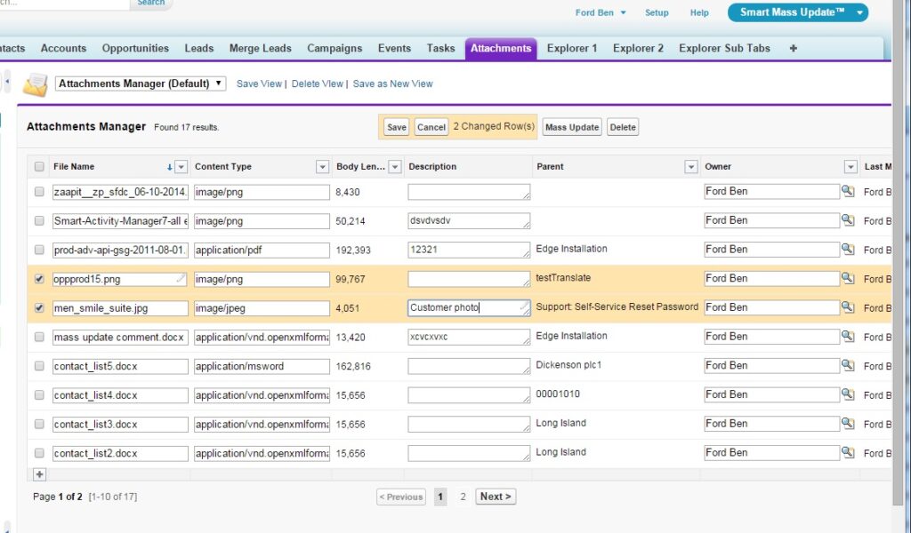 Attachment manager - Mass inline edit
