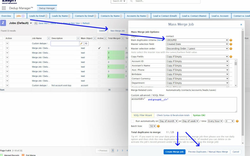 Merge contact records using a CSV file