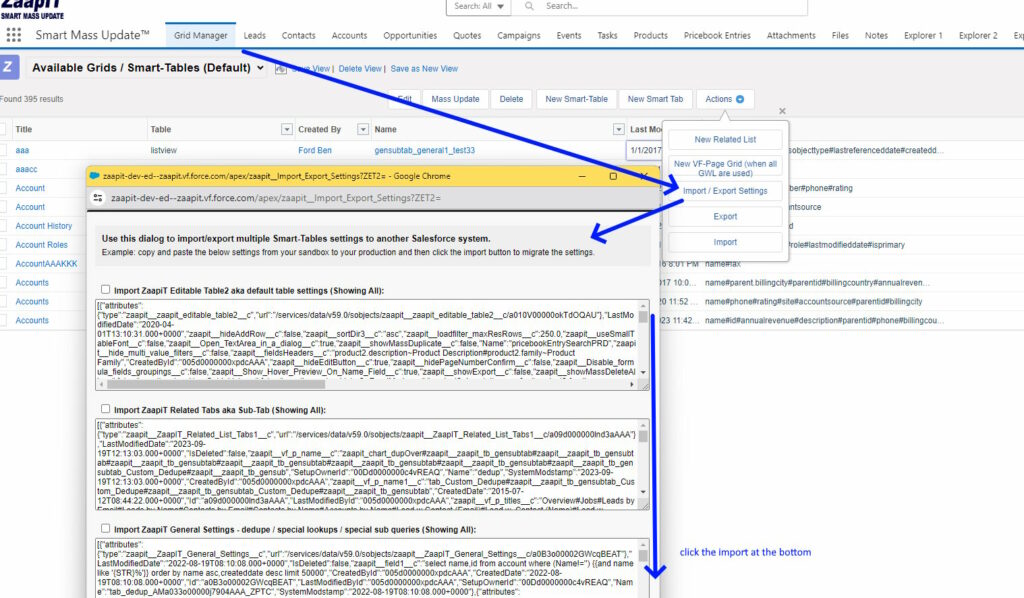 zaapit and saledforce: how to move all settings to production