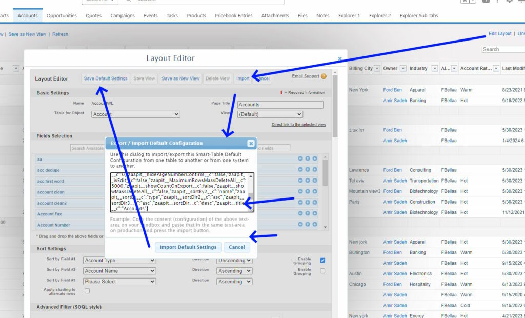 how to move tab's settings to production