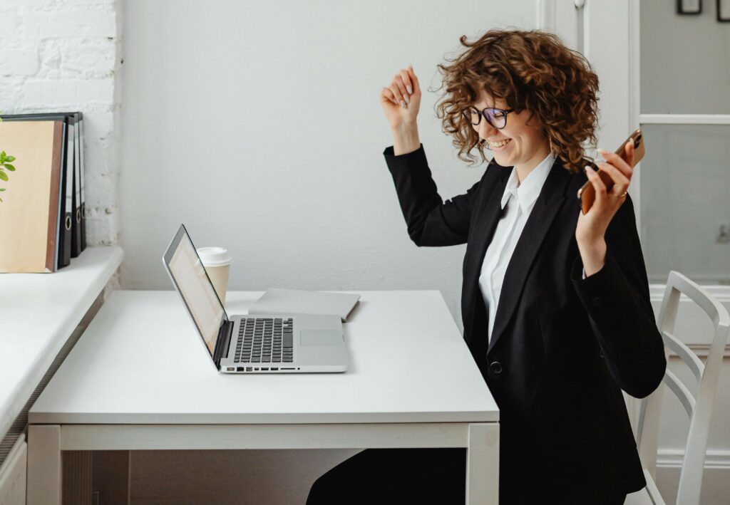 person happy after sending document